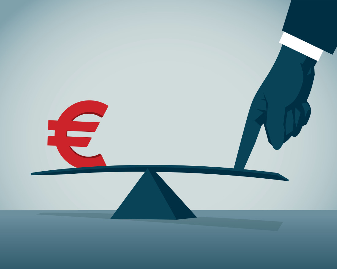 Euro on a balance scale